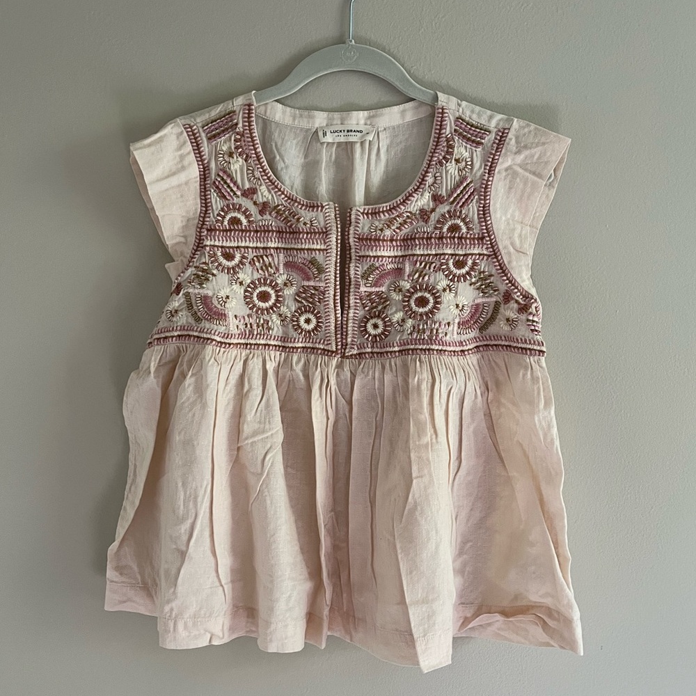 Lucky Brand Embroidered Peplum Top